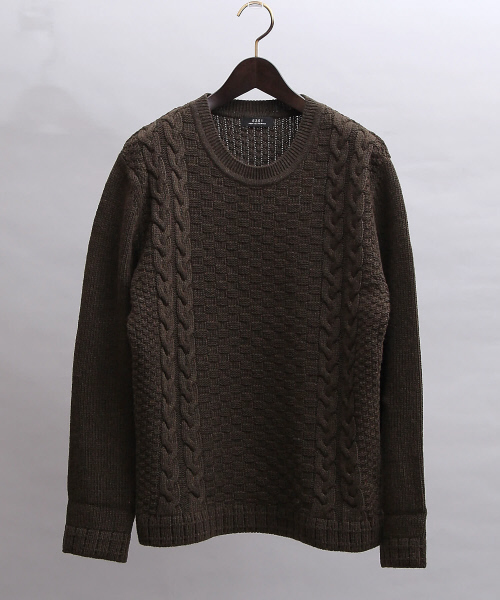 5351 POUR LES HOMMES（ゴーサンゴーイチプールオム）の「リンクスジャガードクルーネックニット（ニット/セーター・メンズ・ブラック/グレー/ワインレッド/カーキ/ホワイト・46/48/44）」の4枚目の写真