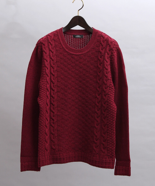 5351 POUR LES HOMMES（ゴーサンゴーイチプールオム）の「リンクスジャガードクルーネックニット（ニット/セーター・メンズ・ブラック/グレー/ワインレッド/カーキ/ホワイト・46/48/44）」の5枚目の写真