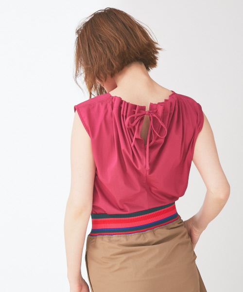 Abahouse Devinette（ドゥヴィネット）の「バックアコーディオンノースリーブプルオーバー（Tシャツ/カットソー・レディース・ホワイト/ブラック/ピンク・FREE）」の3枚目の写真