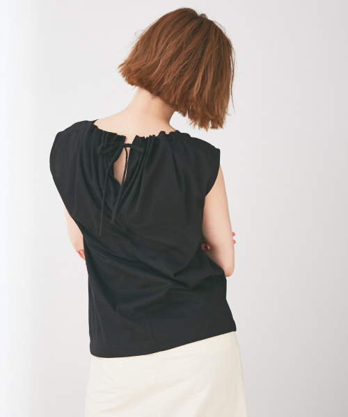 Abahouse Devinette（ドゥヴィネット）の「バックアコーディオンノースリーブプルオーバー（Tシャツ/カットソー・レディース・ホワイト/ブラック/ピンク・FREE）」の6枚目の写真