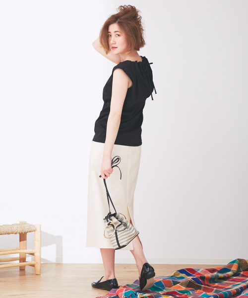 Abahouse Devinette（ドゥヴィネット）の「バックアコーディオンノースリーブプルオーバー（Tシャツ/カットソー・レディース・ホワイト/ブラック/ピンク・FREE）」の19枚目の写真