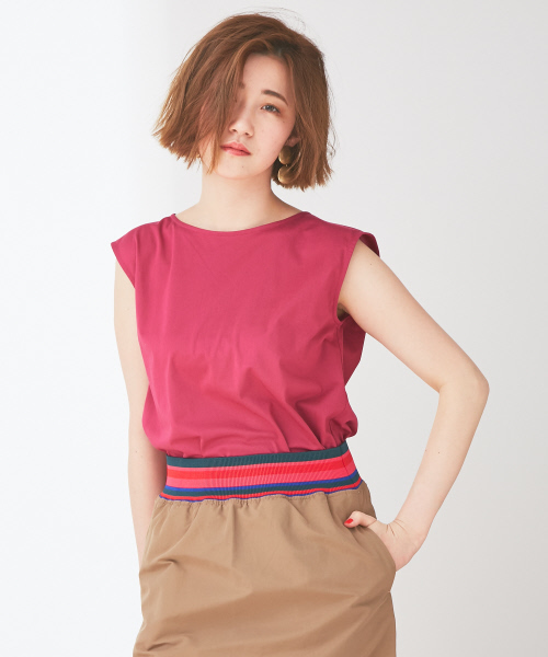 Abahouse Devinette（ドゥヴィネット）の「バックアコーディオンノースリーブプルオーバー（Tシャツ/カットソー・レディース・ホワイト/ブラック/ピンク・FREE）」の7枚目の写真