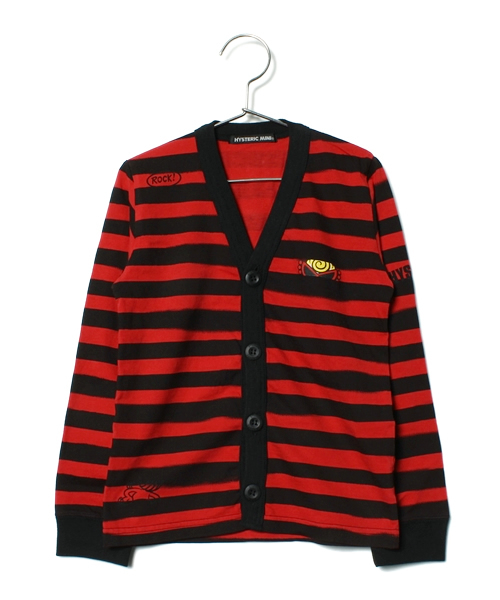 HYSTERIC MINI（ヒステリックミニ）の「GOOD FRIENDS with FRIENDS “stencil border”カーディガン（カーディガン/ボレロ・キッズ・ホワイト/レッド・100/110/120）」の2枚目の写真