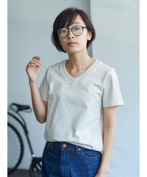 AMERICAN HOLIC(アメリカンホリック)の「Vネックベーシック半袖プルオーバー(Tシャツ/カットソー・レディース・オフホワイト/チャコールグレー/ブラック/キナリ/カーキ/グレー系その他・L/M)」の13枚目の写真