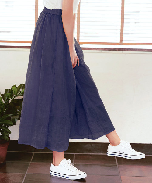 KOBE LETTUCE（コウベレタス）の「リネンタッチマキシ丈フレアスカート（スカート・レディース・ネイビー/ラベンダー/レッド/サックスブルー/オレンジ/オフホワイト/イエロー/グリーン系その他/ベージュ/ブラック/ダークグリーン/モカ/ライトカーキ/ベージュ系その他/ライラック/チャコール・FREE）」の10枚目の写真