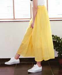 KOBE LETTUCE | リネンタッチマキシ丈フレアスカート/レディースボトムス[M1846]神戸レタス(スカート)