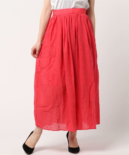 KOBE LETTUCE（コウベレタス）の「リネンタッチマキシ丈フレアスカート（スカート・レディース・ネイビー/ラベンダー/レッド/サックスブルー/オレンジ/オフホワイト/イエロー/グリーン系その他/ベージュ/ブラック/ダークグリーン/モカ/ライトカーキ/ベージュ系その他/ライラック/チャコール・FREE）」の15枚目の写真