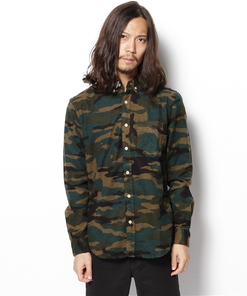 WEGO(ウィゴー)の「WEGO/カモフラプリントネルシャツ(シャツ/ブラウス・メンズ・ベージュ/グリーン・MEDIUM/LARGE)」の3枚目の写真