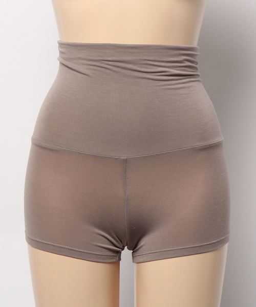 KOBE LETTUCE（コウベレタス）の「[&HEAT]一分丈ヒートインナー腹巻きパンツ（その他アンダーウェア/インナー・レディース・チャコールグレー/ブラック/ホワイト×ブラック/グレイッシュベージュ・S/M/L）」の4枚目の写真
