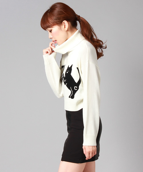 goocy（グーシー）の「【goocy】goocy catショートT/Nニット（ニット/セーター・レディース・ホワイト/ブラック/グリーン・FREE）」の11枚目の写真