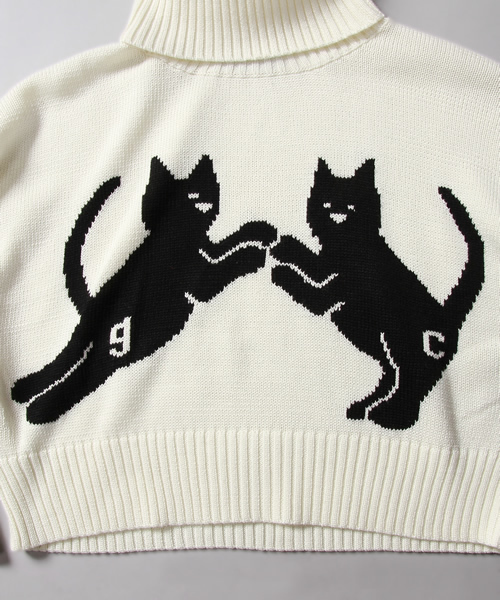 goocy（グーシー）の「【goocy】goocy catショートT/Nニット（ニット/セーター・レディース・ホワイト/ブラック/グリーン・FREE）」の12枚目の写真