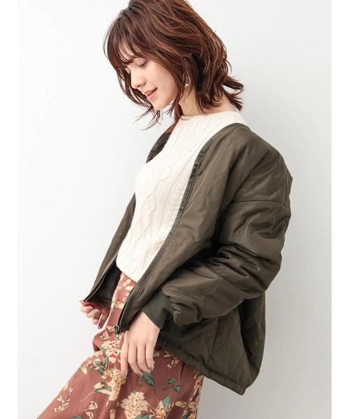 YECCA VECCA(イェッカヴェッカ)の「・Vネックキルティングブルゾン(ブルゾン・レディース・ネイビー/カーキ/キャメル・FREE)」の8枚目の写真