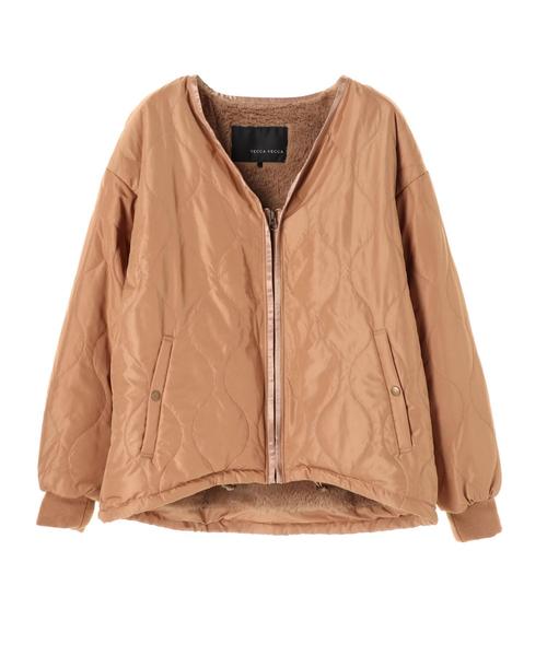 YECCA VECCA(イェッカヴェッカ)の「・Vネックキルティングブルゾン(ブルゾン・レディース・ネイビー/カーキ/キャメル・FREE)」の6枚目の写真