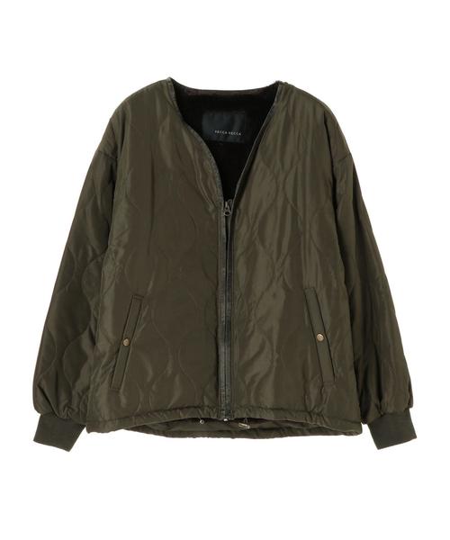 YECCA VECCA(イェッカヴェッカ)の「・Vネックキルティングブルゾン(ブルゾン・レディース・ネイビー/カーキ/キャメル・FREE)」の4枚目の写真