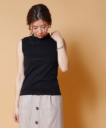 「WHYTO. / ホワイト」シルク混バックレースアップノースリーブリブニット