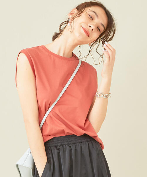 BEAUTY&YOUTH UNITED ARROWS（ビューティーアンドユースユナイテッドアローズ）の「BY∴ クリアコットンノースリーブカットソーо（Tシャツ/カットソー・レディース・オレンジ/モカ/ブラック/ホワイト/ベージュ/ライム・FREE）」の6枚目の写真
