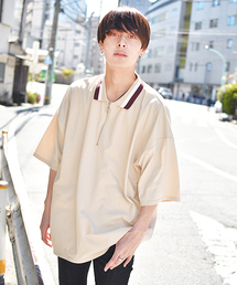 kutir | 【ウルトラルーズシルエット】配色ハーフジップポロシャツ(Tシャツ/カットソー)