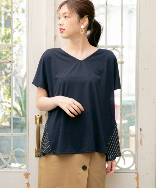 GLOBAL WORK(グローバルワーク)の「【マルチ機能素材】ミリオンアイス2WAYプルオーバー/838035(Tシャツ/カットソー・レディース・ベージュ/ライトグレー/ブラック/ネイビー・MEDIUM/LARGE)」の1枚目の写真