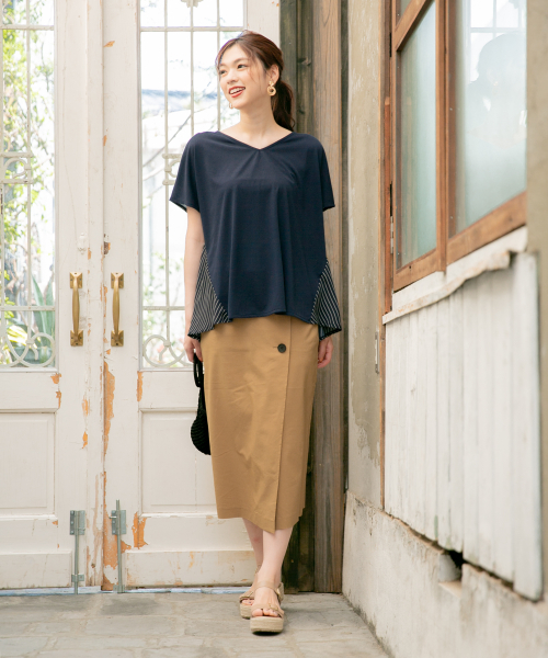 GLOBAL WORK(グローバルワーク)の「【マルチ機能素材】ミリオンアイス2WAYプルオーバー/838035(Tシャツ/カットソー・レディース・ベージュ/ライトグレー/ブラック/ネイビー・MEDIUM/LARGE)」の10枚目の写真