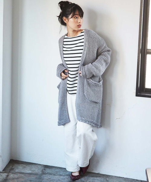 GeeRA(ジーラ)の「ハンドニット風ロングカーディガン(カーディガン/ボレロ・レディース・モカ/グレー・LARGE/X-LARGE/MEDIUM)」の5枚目の写真