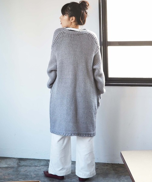GeeRA(ジーラ)の「ハンドニット風ロングカーディガン(カーディガン/ボレロ・レディース・モカ/グレー・LARGE/X-LARGE/MEDIUM)」の7枚目の写真