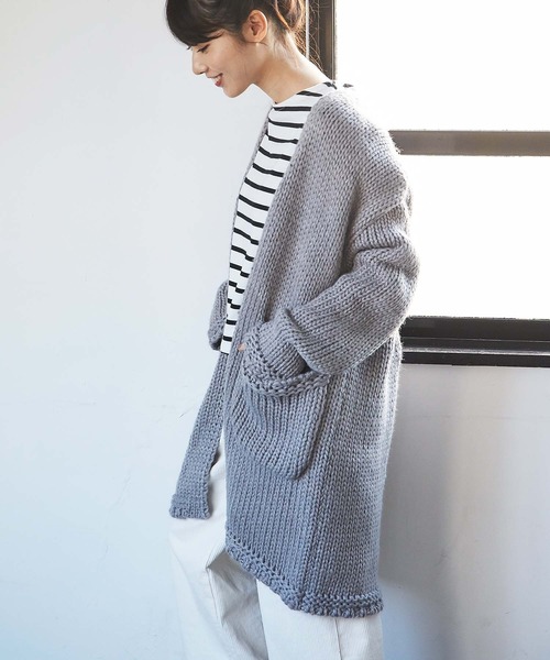 GeeRA(ジーラ)の「ハンドニット風ロングカーディガン(カーディガン/ボレロ・レディース・モカ/グレー・LARGE/X-LARGE/MEDIUM)」の8枚目の写真