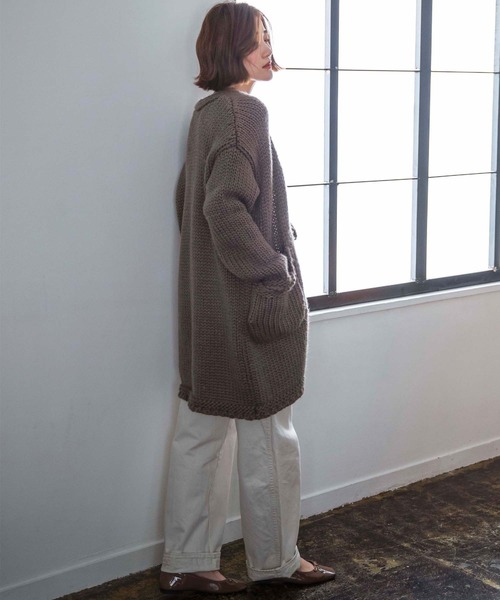 GeeRA(ジーラ)の「ハンドニット風ロングカーディガン(カーディガン/ボレロ・レディース・モカ/グレー・LARGE/X-LARGE/MEDIUM)」の11枚目の写真