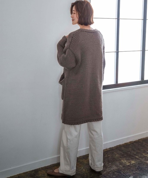 GeeRA(ジーラ)の「ハンドニット風ロングカーディガン(カーディガン/ボレロ・レディース・モカ/グレー・LARGE/X-LARGE/MEDIUM)」の10枚目の写真