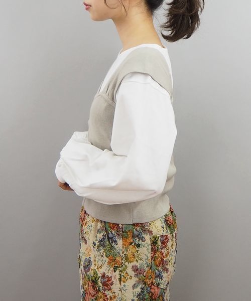 tiptop(ティップトップ)の「ボリューム袖Tシャツニットビスチェセット(Tシャツ/カットソー・レディース・ブラウン/ベージュ/エンジ・FREE)」の8枚目の写真