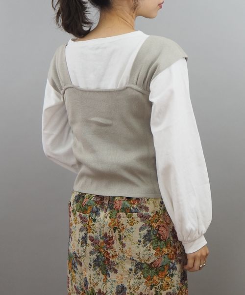 tiptop(ティップトップ)の「ボリューム袖Tシャツニットビスチェセット(Tシャツ/カットソー・レディース・ブラウン/ベージュ/エンジ・FREE)」の9枚目の写真