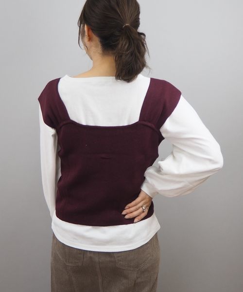 tiptop(ティップトップ)の「ボリューム袖Tシャツニットビスチェセット(Tシャツ/カットソー・レディース・ブラウン/ベージュ/エンジ・FREE)」の11枚目の写真