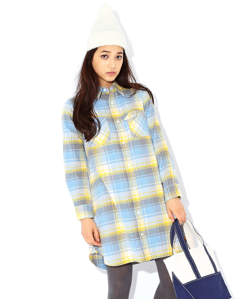BEAMS BOY(ビームスボーイ)の「BEAMS BOY / ネルチェック シャツワンピース(シャツワンピース・レディース・ネイビー/マルチ/サックスブルー/ベージュ・ONE SIZE)」の4枚目の写真