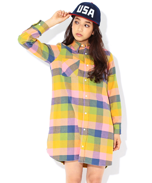 BEAMS BOY(ビームスボーイ)の「BEAMS BOY / ネルチェック シャツワンピース(シャツワンピース・レディース・ネイビー/マルチ/サックスブルー/ベージュ・ONE SIZE)」の1枚目の写真