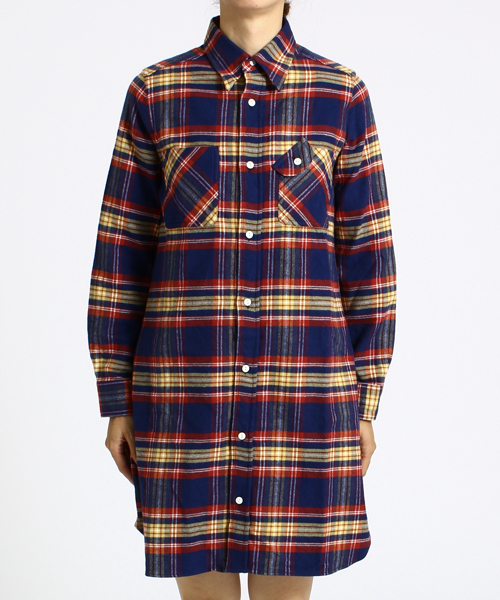 BEAMS BOY(ビームスボーイ)の「BEAMS BOY / ネルチェック シャツワンピース(シャツワンピース・レディース・ネイビー/マルチ/サックスブルー/ベージュ・ONE SIZE)」の5枚目の写真