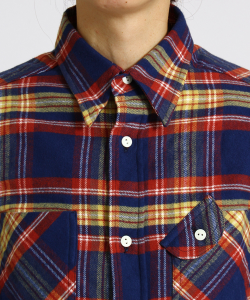 BEAMS BOY(ビームスボーイ)の「BEAMS BOY / ネルチェック シャツワンピース(シャツワンピース・レディース・ネイビー/マルチ/サックスブルー/ベージュ・ONE SIZE)」の8枚目の写真