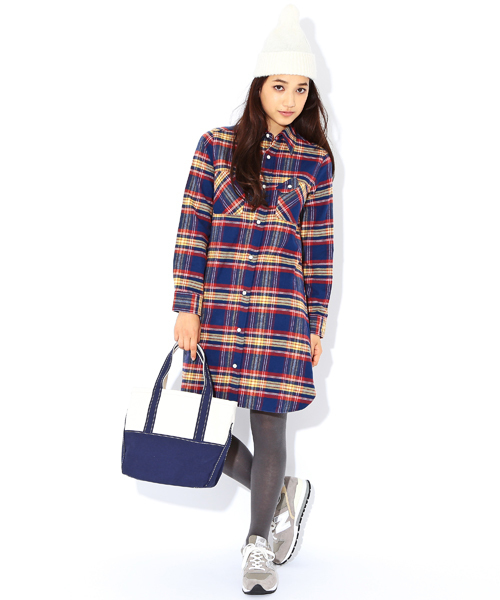 BEAMS BOY(ビームスボーイ)の「BEAMS BOY / ネルチェック シャツワンピース(シャツワンピース・レディース・ネイビー/マルチ/サックスブルー/ベージュ・ONE SIZE)」の13枚目の写真