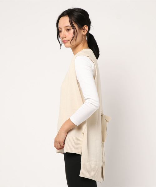 coca（coca）（コカ）の「バックリボンデザインニットベスト（ベスト・レディース・ブラウン/アイボリー・ONE SIZE）」の3枚目の写真