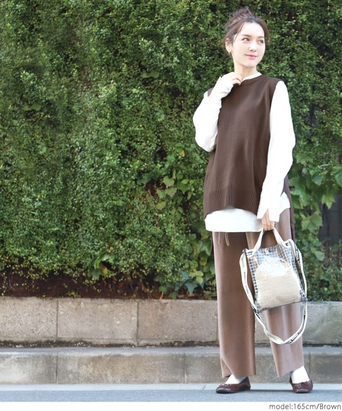 coca（coca）（コカ）の「バックリボンデザインニットベスト（ベスト・レディース・ブラウン/アイボリー・ONE SIZE）」の8枚目の写真