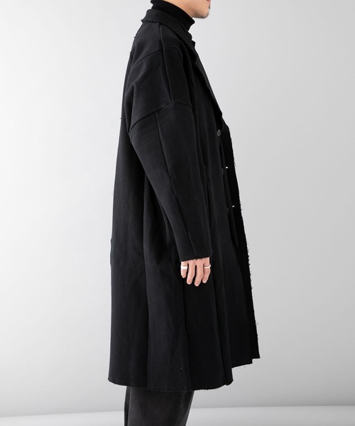 OURET(オーレット)の「【OURET】硫化染ドビーストレッチカットオフチェスターコート / OB192-0122(チェスターコート・メンズ・ブラック・1/2)」の3枚目の写真