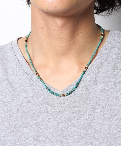 AMERICAN RAG CIE（アメリカンラグシー）の「AMERICAN RAG CIE×idealismsound ランダム天然石ネックレス 101-AID-IDSA-062（ネックレス・メンズ・ブラック/ターコイズブルー/ブラウン・FREE）」の4枚目の写真
