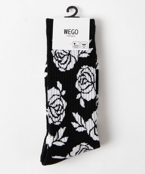 WEGO（ウィゴー）の「WEGO/バラパターンレギュラーソックス（ソックス/靴下・メンズ・ブラック/ホワイト/ブラック系その他・FREE）」の5枚目の写真