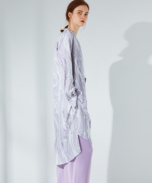 UNITED TOKYO（ユナイテッドトウキョウ）の「SUMINAGASHIベルテッドロングシャツ（シャツ/ブラウス・レディース・イエロー/ラベンダー・0）」の10枚目の写真