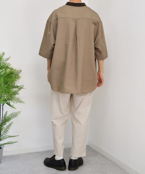 kutir(クティール)の「襟配色変形バンドカラーシャツ(シャツ/ブラウス・メンズ・チャコールグレー/ベージュ/サックスブルー・MEDIUM/LARGE)」の15枚目の写真