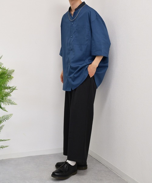 kutir(クティール)の「襟配色変形バンドカラーシャツ(シャツ/ブラウス・メンズ・チャコールグレー/ベージュ/サックスブルー・MEDIUM/LARGE)」の20枚目の写真