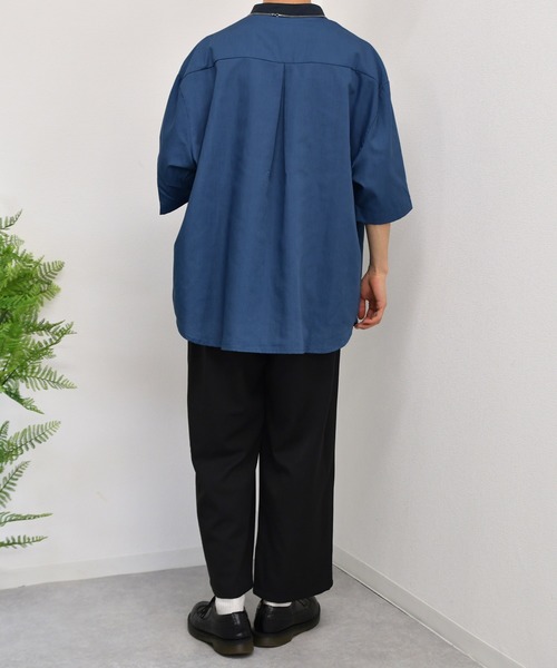 kutir(クティール)の「襟配色変形バンドカラーシャツ(シャツ/ブラウス・メンズ・チャコールグレー/ベージュ/サックスブルー・MEDIUM/LARGE)」の22枚目の写真