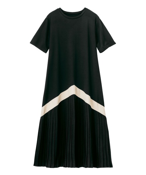 GeeRA(ジーラ)の「プリーツ切替デザインワンピース(ワンピース・レディース・ベージュ/ブラック系その他・XX-LARGE/SMALL/X-LARGE/MEDIUM/LARGE)」の3枚目の写真