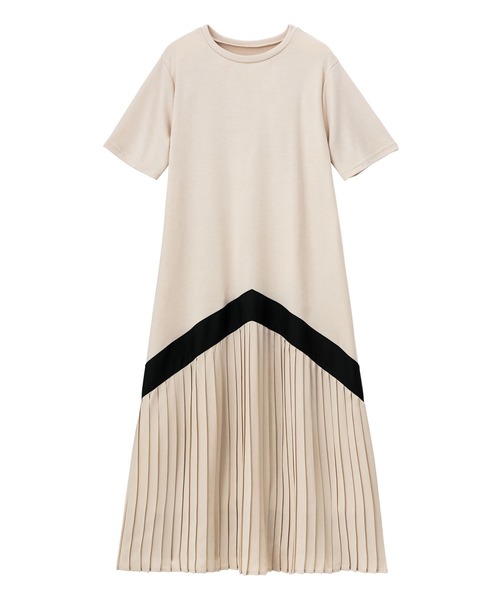GeeRA(ジーラ)の「プリーツ切替デザインワンピース(ワンピース・レディース・ベージュ/ブラック系その他・XX-LARGE/SMALL/X-LARGE/MEDIUM/LARGE)」の4枚目の写真