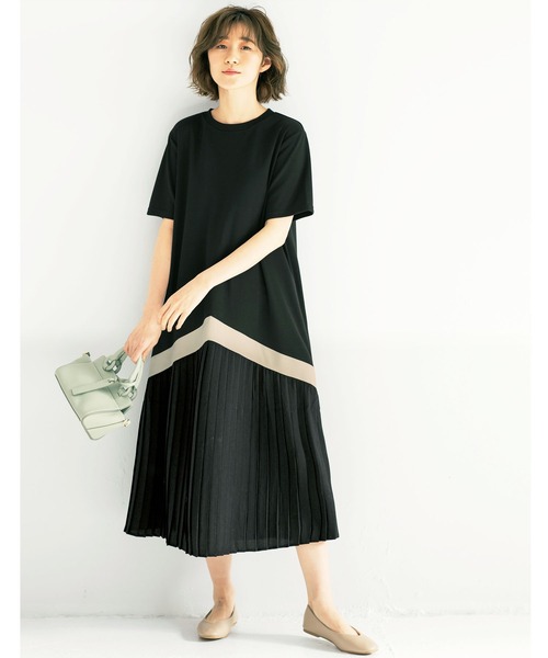 GeeRA(ジーラ)の「プリーツ切替デザインワンピース(ワンピース・レディース・ベージュ/ブラック系その他・XX-LARGE/SMALL/X-LARGE/MEDIUM/LARGE)」の10枚目の写真