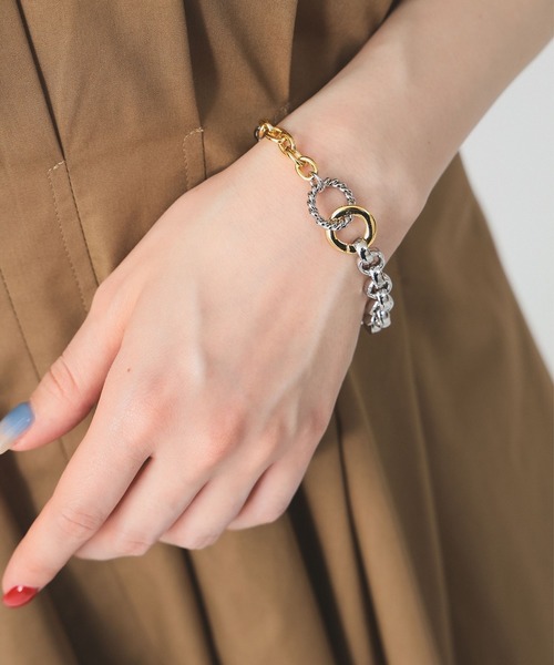 Ray BEAMS(レイビームス)の「ミックス チェーン ブレスレット(ブレスレット・レディース・その他・ONE SIZE)」の3枚目の写真