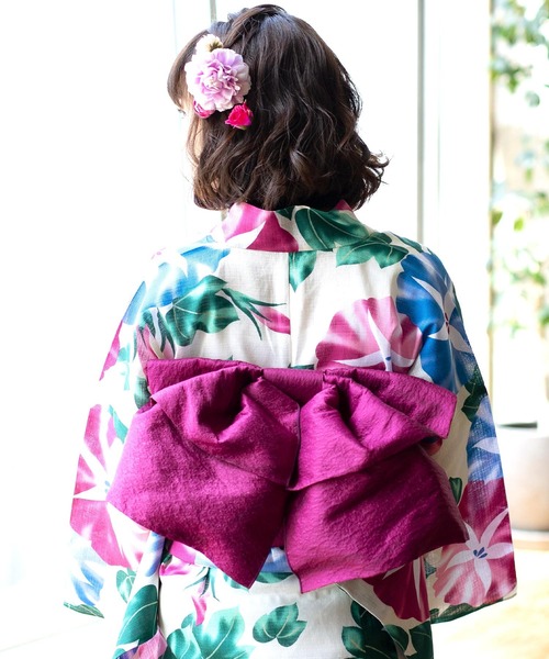 kimonomachi（キモノマチ）の「レディース 浴衣帯 兵児帯 日本製 KIMONOMACHI オリジナル　ビビットカラー（浴衣・レディース・パープル/レッド/イエロー/ブルー/グリーン・FREE）」の4枚目の写真